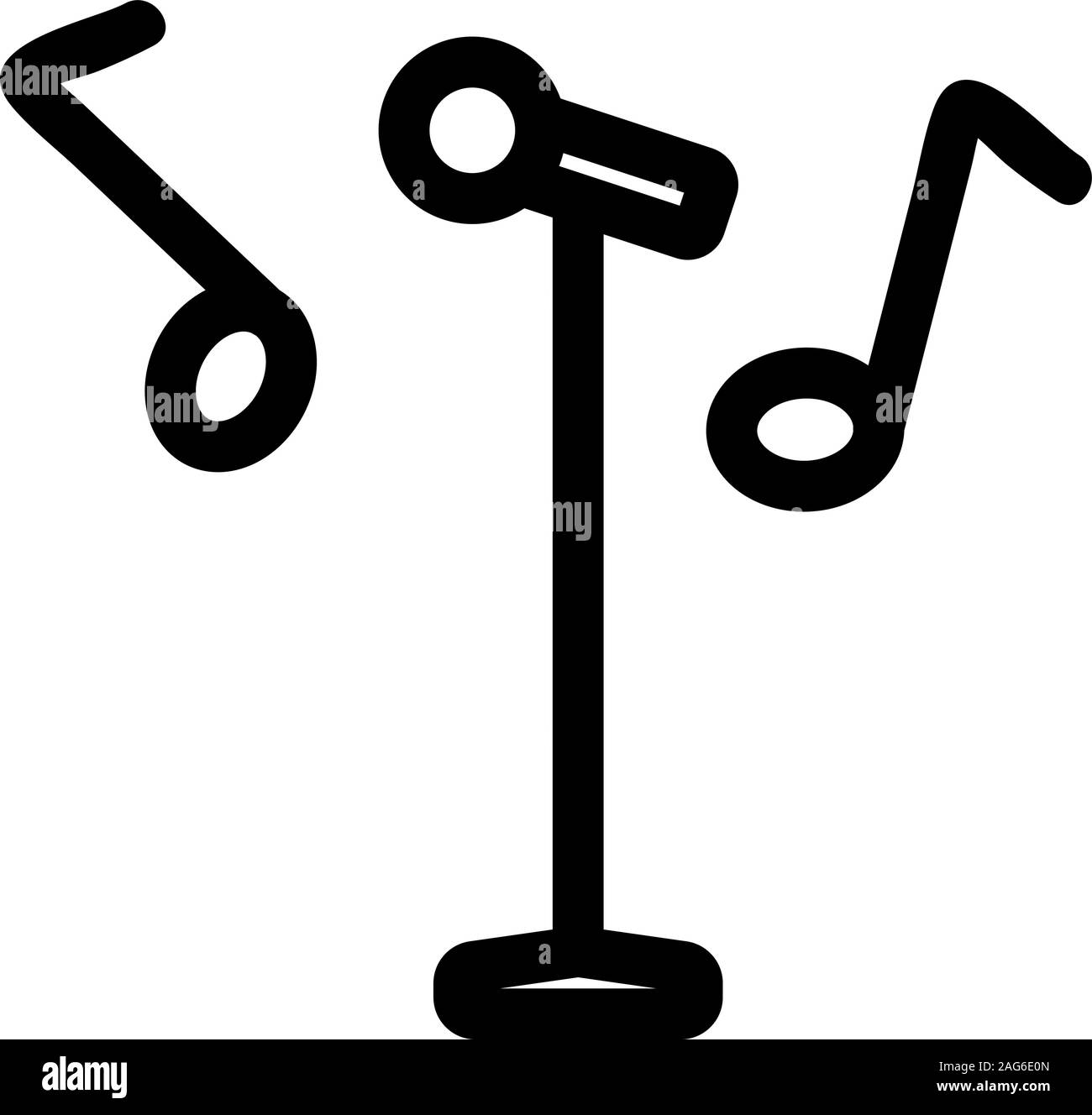 Microphone et icône de note vecteur. Illustration symbole contour isolé Illustration de Vecteur