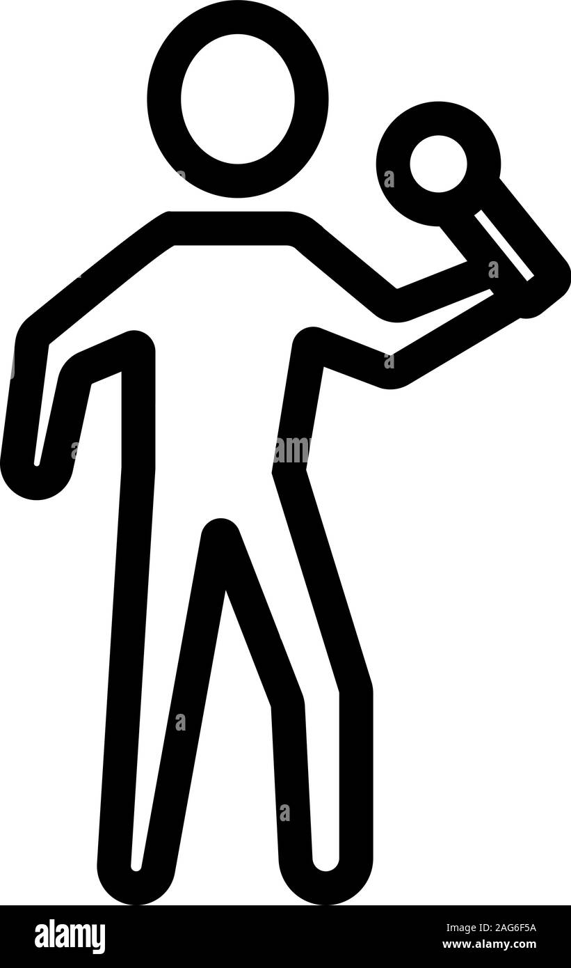L'homme et l'icône microphone vecteur. Illustration symbole contour isolé Illustration de Vecteur