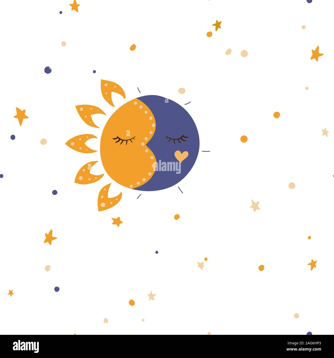 Soleil, les étoiles et la lune. Vector illustration. Motif de fond transparent. Illustration de Vecteur