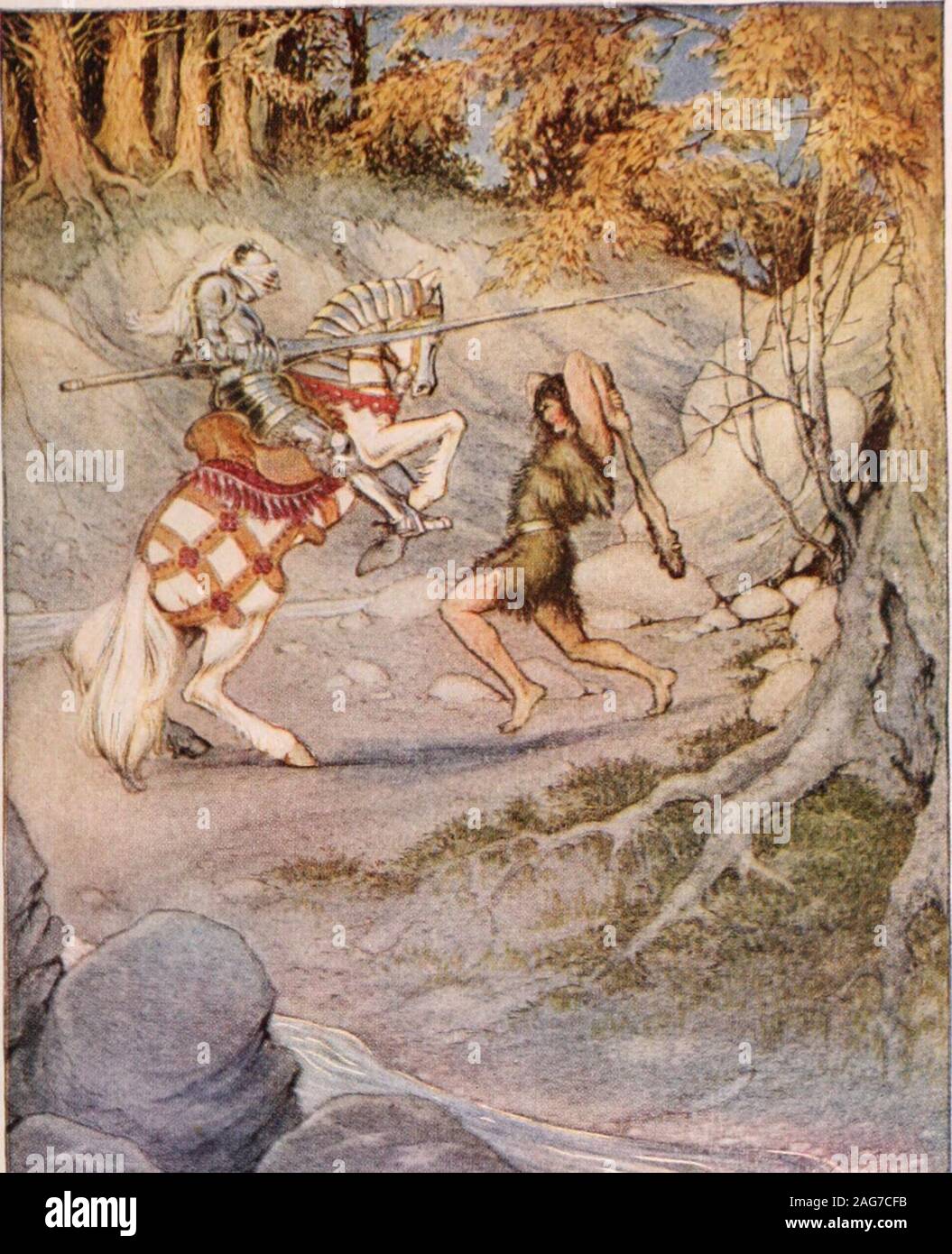 . Story-telling ballads, choisis et aménagés pour les contes et la lecture à haute voix et pour les garçons et les filles' propre lecture. tes meed. Bien monté sur un destrier blanc-lait, son armure blanche comme la neige;de même beseemed une vierge de la NMETI Chevalier, qui avait combattu un ennemi, à l'Artois forest il répare avec toute la célérité qu'il;et bientôt il épie le sauvage de la jeunesse un poignant de sa proie. 318 story-telling BALLADS Ses cheveux nattés tous les hungHis shaggy épaules ronde ; son oeil avide toutes brillaient;son visage avec fureur fronça les sourcils. Comme les aigles serres a augmenté ses ongles ; ses membres étaient épais et forts;et terrible a été e Banque D'Images