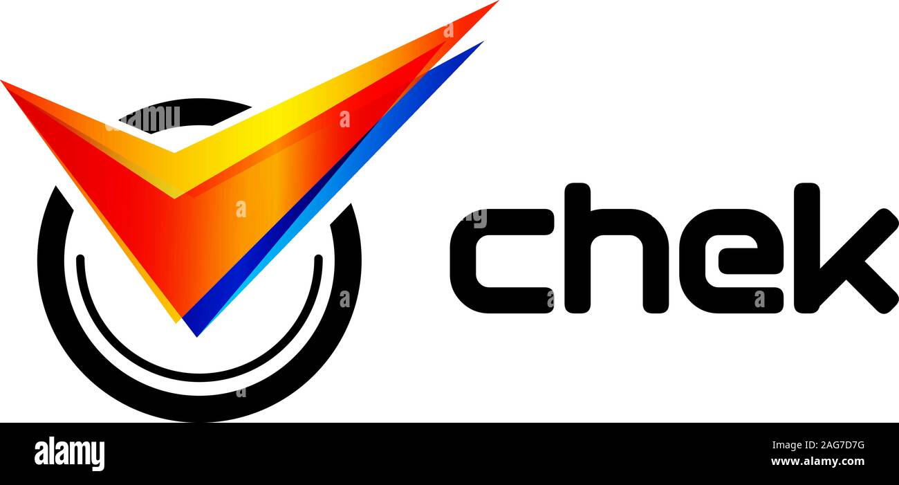 Logo animé vectorielles représentant une orange bleu stylisé tique. Service de réparation vérifier la vente. Pièces et accessoires. Les téléphones intelligents Illustration de Vecteur