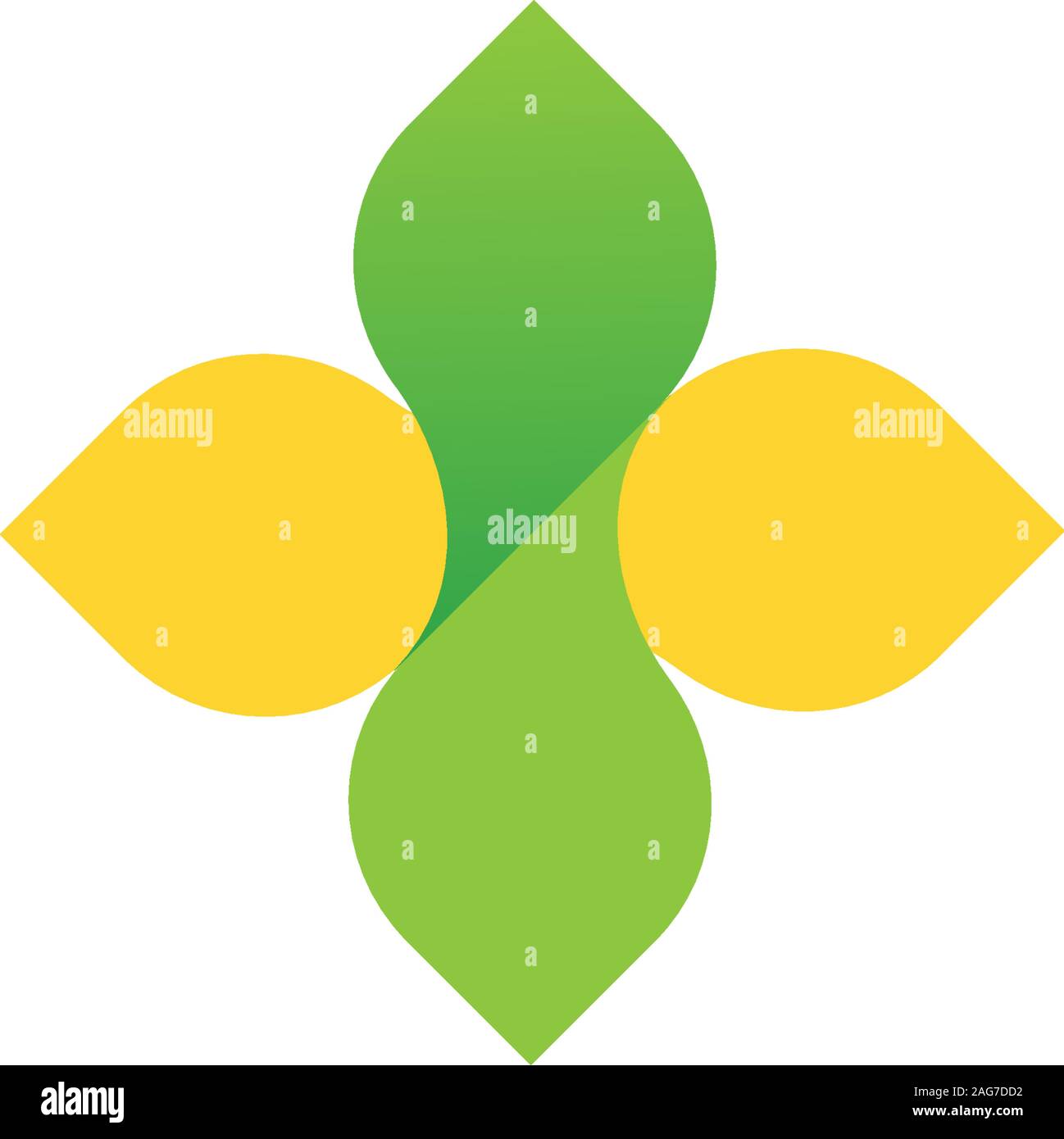 Vector signe de la croix, le logo jaune et vert dégradé. Un organisme de bienfaisance ou stylisée au commerce de la drogue. Produit écologique. Il Illustration de Vecteur