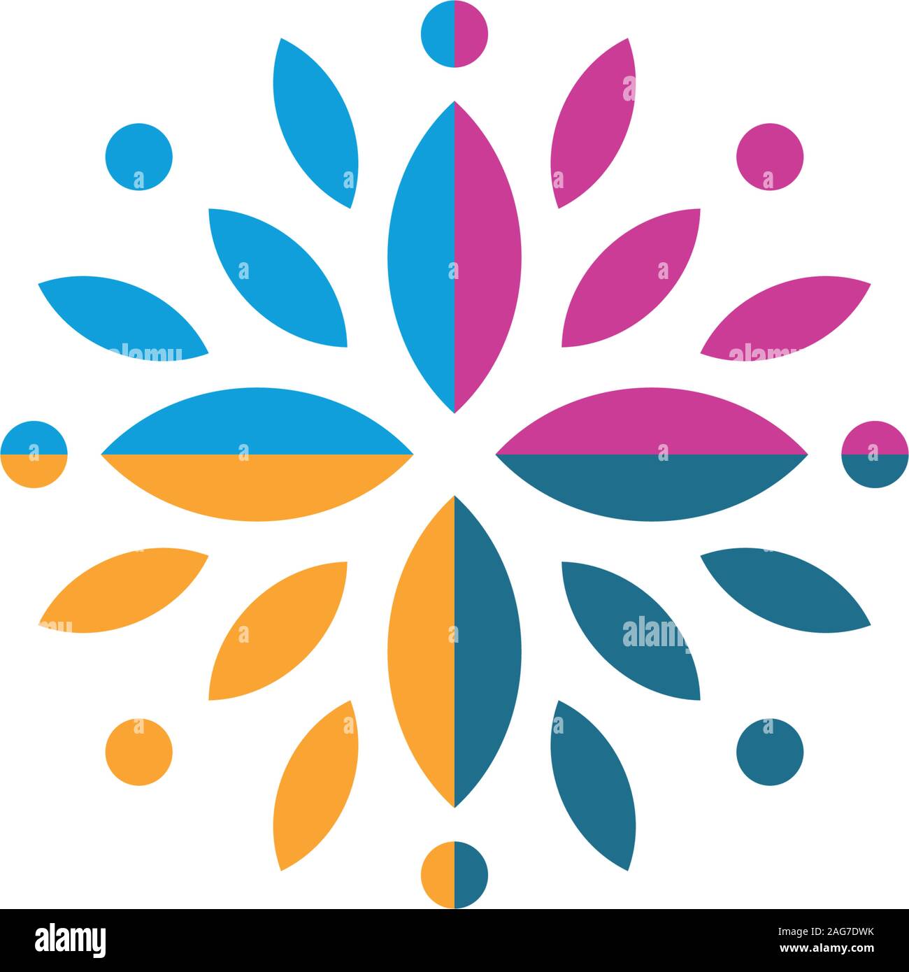 Colorful abstract vector pétale de fleur, de fruits et de feuilles. Logo en couleur numérique. Logo vectoriel cercle isolé. Logo créative. Logo Vector template Illustration de Vecteur