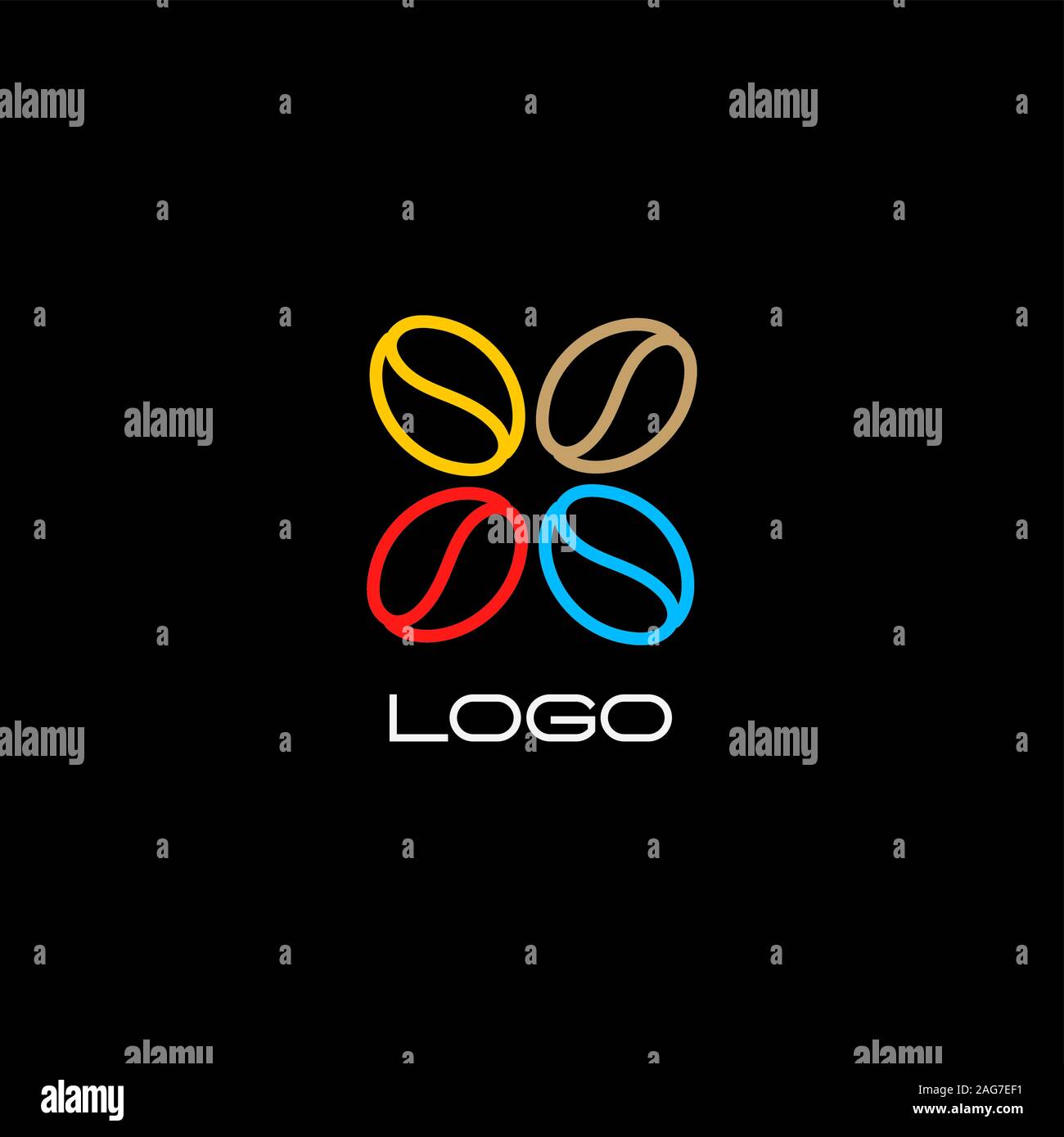 Cofee. Des grains de café. Les grains de café. Cofee Logo. Café l'icône. Illustration de Vecteur