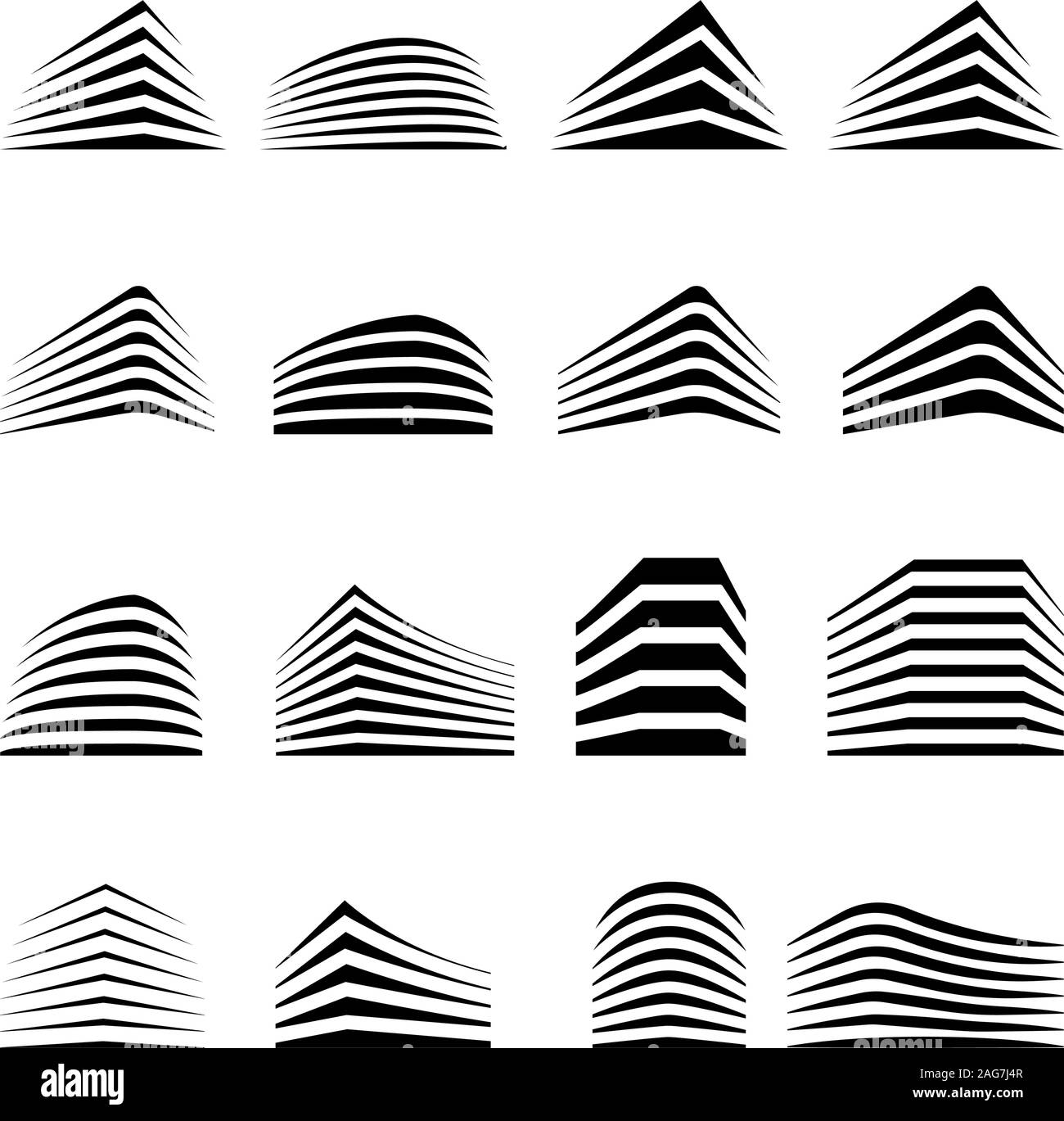 Logo immobilier isolé collection. L'icône couleur du bâtiment. Logo de l'agence louer ensemble. L'icône de l'architecture. Logo de l'agence de développement de la construction. Ville Illustration de Vecteur