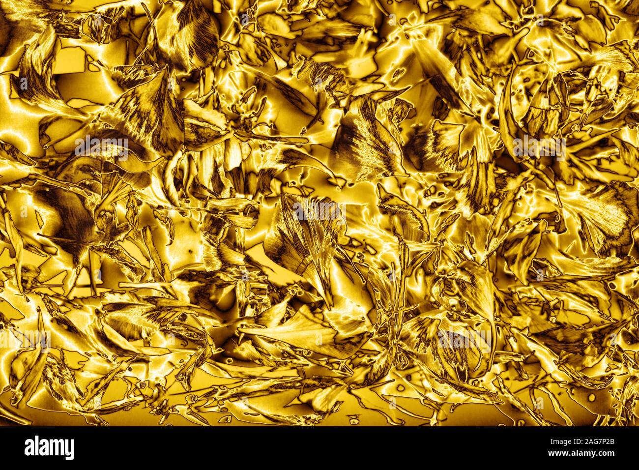 Résumé fond métallique brillant d'or, art gold couleurs flou des pétales de toile, jaune brillant, texture de décoration fête vacances frame Banque D'Images