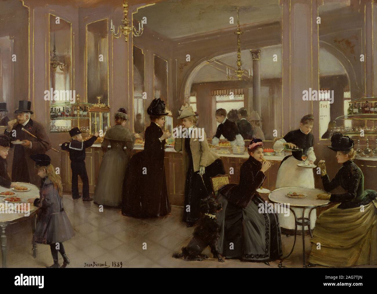 La p&# xe2;tisserie Gloppe, Champs Elysées, 1889. On trouve dans la collection de mus&# xe9;e Carnavalet, Paris. Banque D'Images