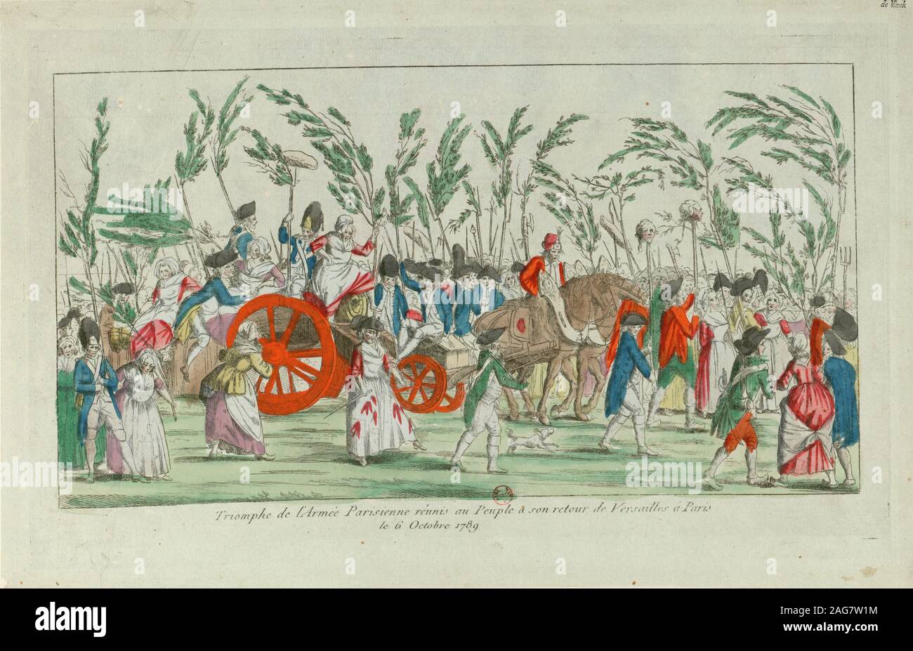 Au retour de la mars Octobre à Versailles, 1789, 1789. On trouve dans la collection de Biblioth&# xe8;que Nationale de France. Banque D'Images