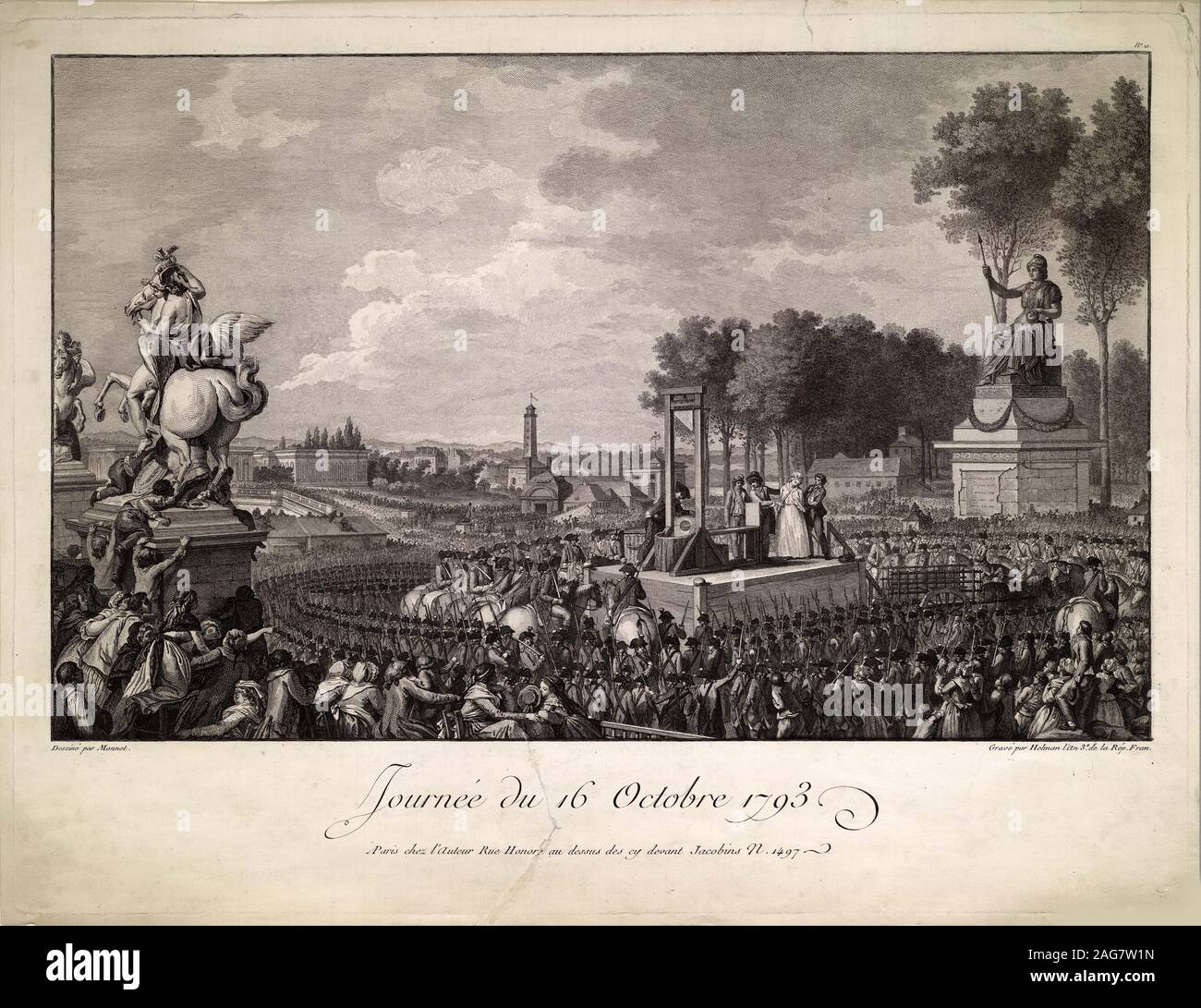Journ&# xe9;e du 16 octobre 1793 (l'exécution de Marie Antoinette le 16 octobre, 1793), ch. 1795. Collection privée. Banque D'Images