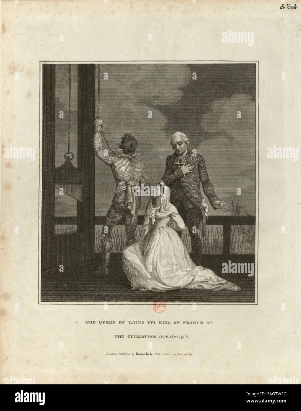 L'exécution de Marie Antoinette le 16 octobre 1793, 1815. On trouve dans la collection de Biblioth&# xe8;que Nationale de France. Banque D'Images
