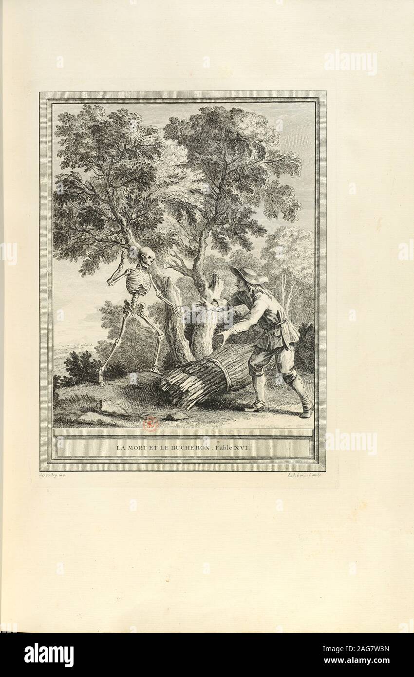 La mort et le b&# xfb;cheron (la mort et le bûcheron), 1755. On trouve dans la collection de Biblioth&# xe8;que Sainte-Genevi&# xe8;ve, Paris. Banque D'Images