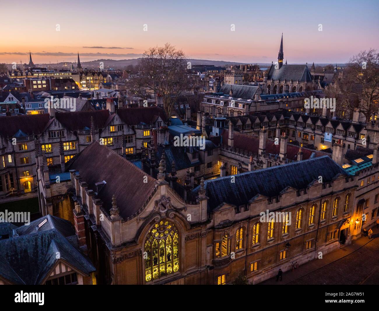 Brasenose College la nuit, de l'Université d'Oxford, Oxford, England, UK, FR. Banque D'Images
