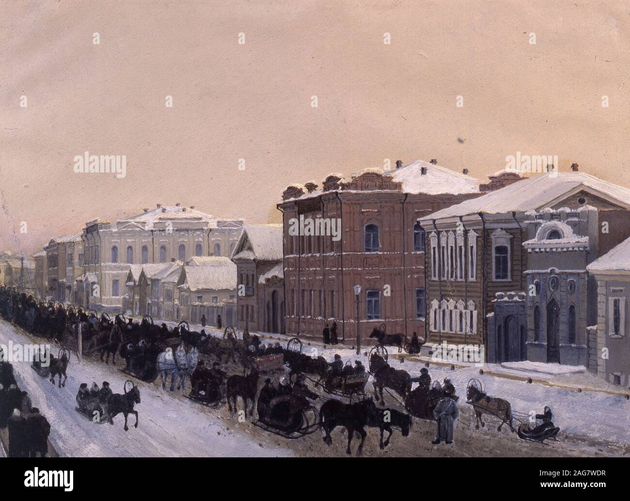 Tomsk, Magistratskaya Street pendant les défilés en 1897, 1897. On trouve dans la Collection de l'Université de l'État, de Tomsk. Banque D'Images