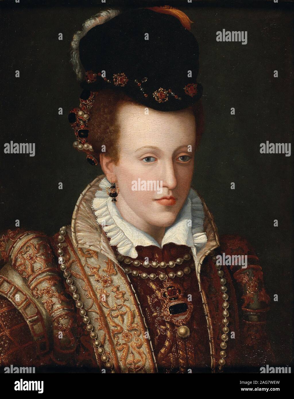 Portrait de Jeanne d'Autriche (1547-1578), grande-duchesse de Toscane, ch. 1570. Collection privée. Banque D'Images