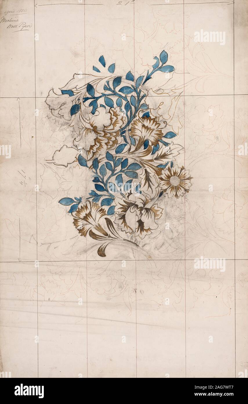 Rose et coquelicot. Wallpaper design, 1880. Trouvé dans la Collection de la société William Morris. Banque D'Images