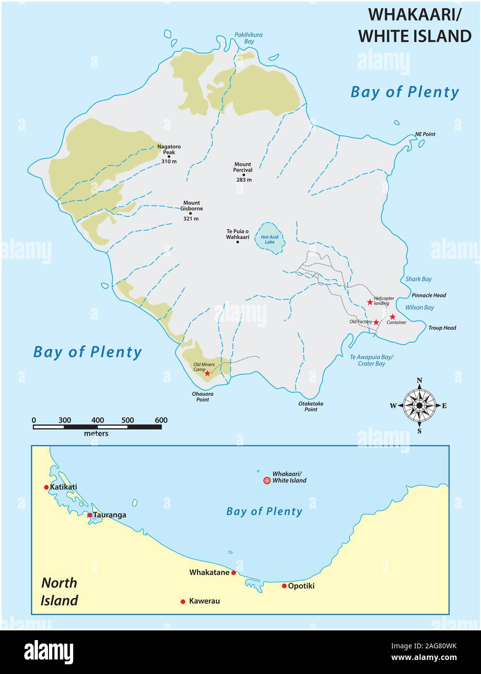 Carte des néos-zélandais île volcanique White Island Illustration de Vecteur