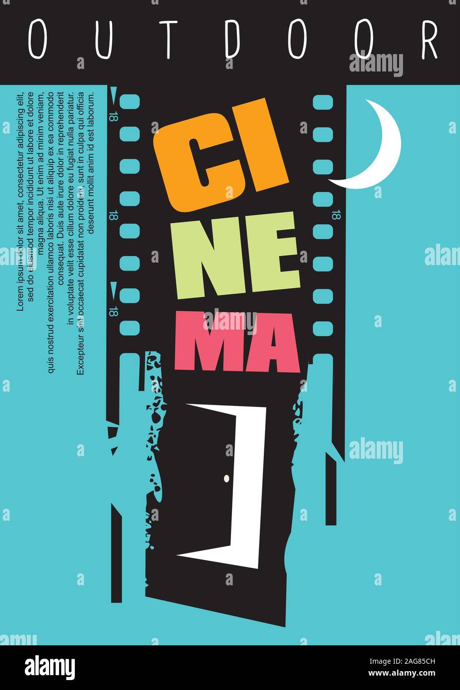 La conception d'affiches de cinéma en plein air avec l'idée de film et  ouvrez la porte. Affiche de film artistique, flyer, dépliant, brochure ou  ad design Image Vectorielle Stock - Alamy