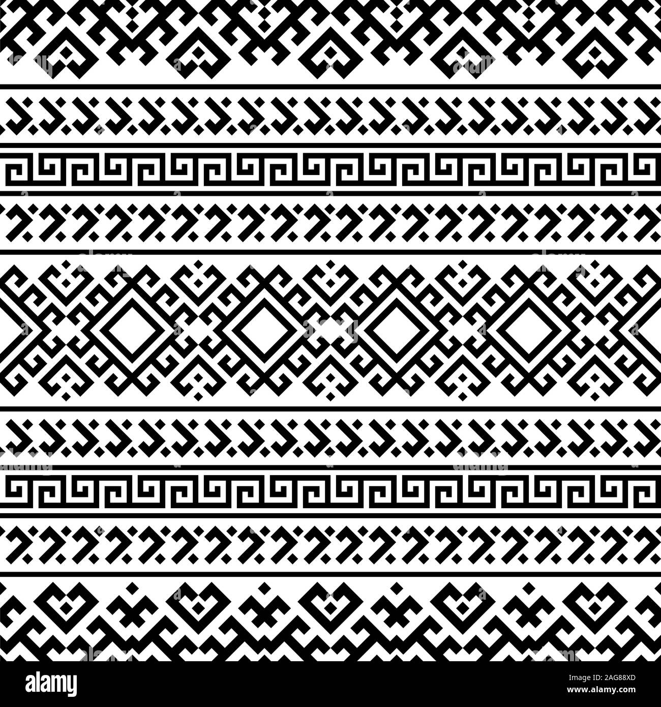 Fond de texture de motif de pique-nique sans couture en noir et blanc. MOTIF AZTÈQUE tribal BW Illustration de Vecteur