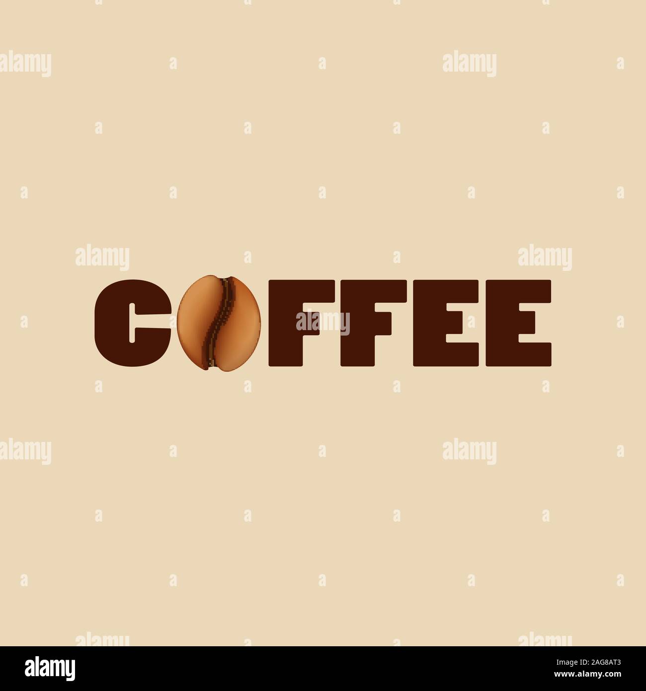 Logo vector isolés. Brown coffee bean label. Matin boisson énergique signe. Symbole de vie effréné. Illustration de Vecteur