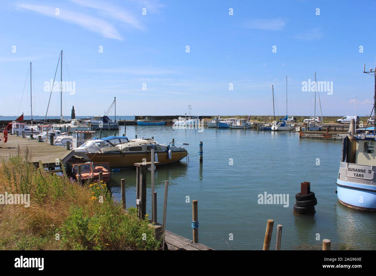 TARS, Danemark, 18 juillet 2019 : Le petit et pittoresque port de plaisance et de pêche d'AFER, sur l'île de Lolland au Danemark. Banque D'Images