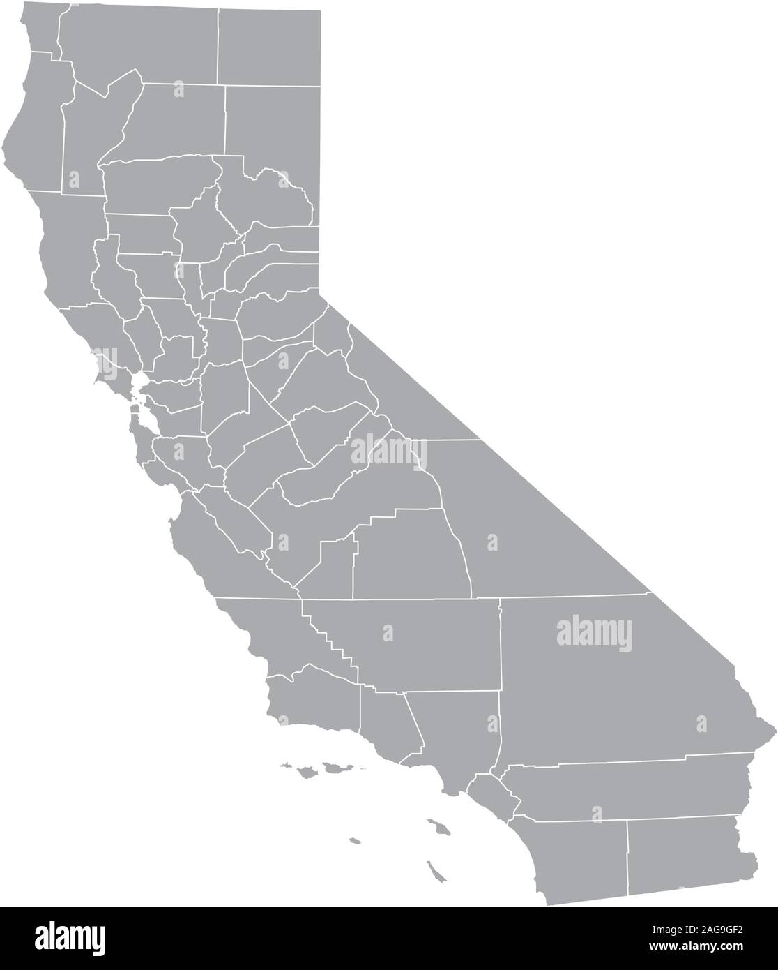 Carte des comtés de Californie Illustration de Vecteur
