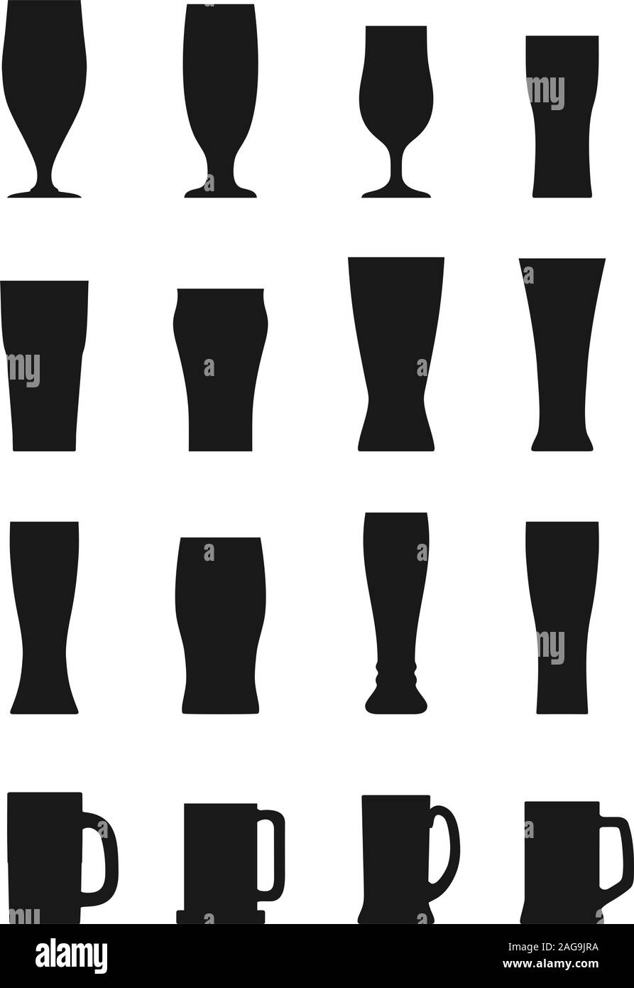 Jeu de silhouettes différentes flûtes isolé sur fond blanc. Vector illustration. Illustration de Vecteur
