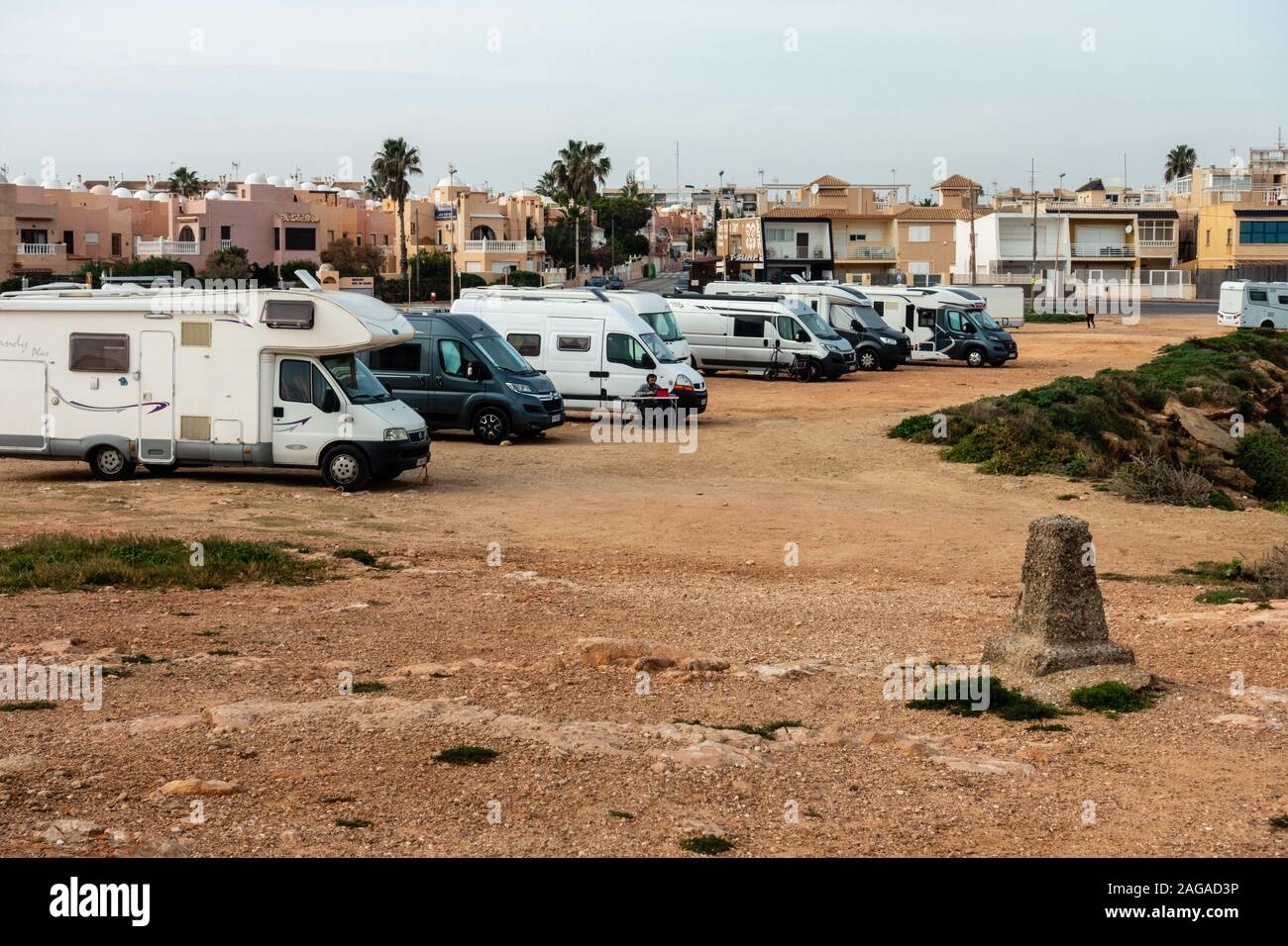 Camping-cars garés jusqu Banque D'Images