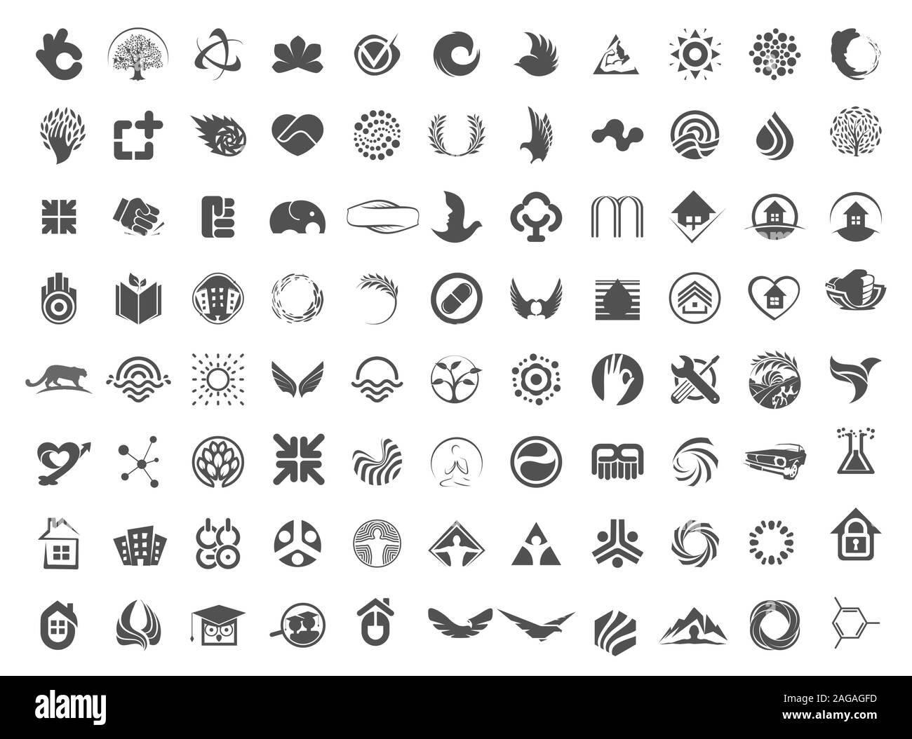 Misc icon set. Télévision, simple silhouette monochrome gris logo modèle. Emblème moderne idée. Conception de l'entreprise. Vector illustration isolé sur Illustration de Vecteur