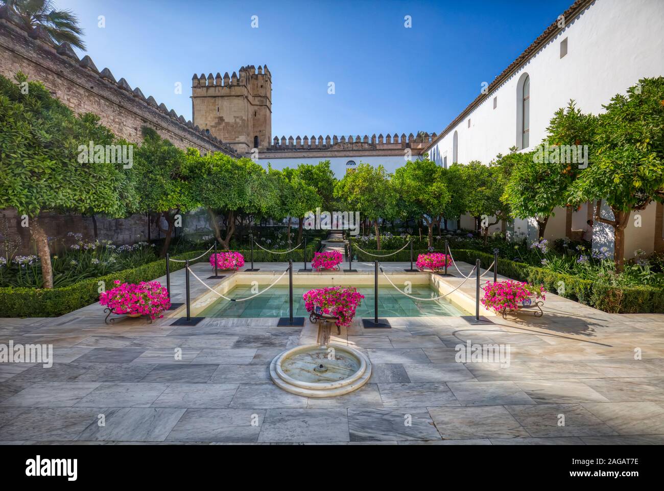 L'Alcázar de los Reyes Cristianos Cordoue dans l'Andalousie, région de l'Espagne Banque D'Images