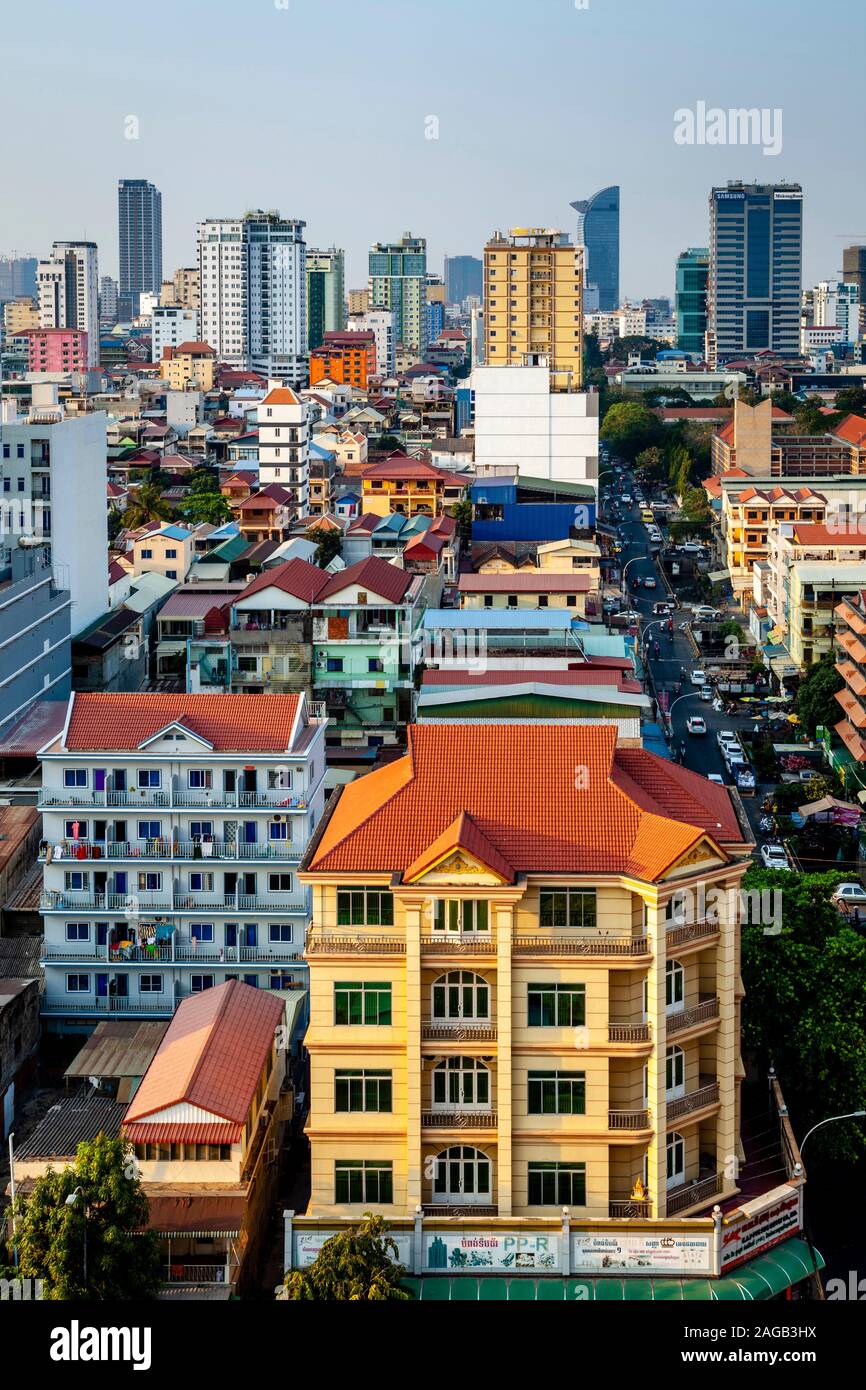 Une vue de la ville de Phnom Penh, Phnom Penh, Cambodge. Banque D'Images