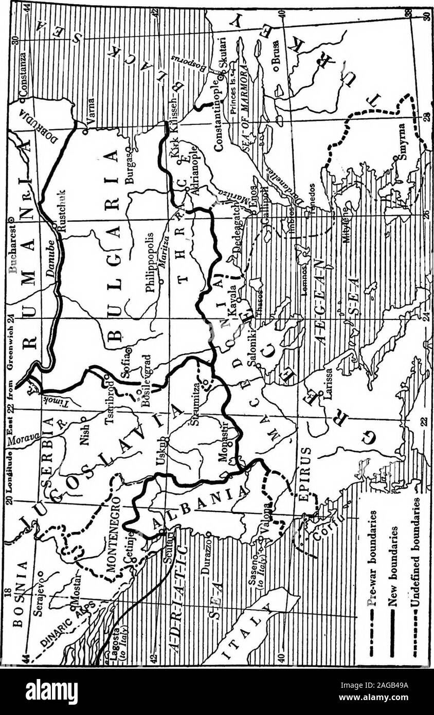 . Ce qui s'est réellement passé à Paris ; l'histoire de la Conférence de la paix, 1918-1919. Ces trois salients sont occupés par la population bulgare, et pas seulement dans les commissions territoriales mais alsoin le conseil suprême l'Américain representativesopposed à la fin, et leur opposition a enteredin l'enregistrement, l'octroi de territoire bulgare à agreatly SIavia Jugo-élargie. Cet état déjà en-clu slovènes de l'allégeance douteuse, des colonies de Ger-mans et les Hongrois au nord de la Save, Montenegrinsand Slaves macédoniens qui certainement a/v(anted allto moins d'être ajouté à la Serbie. Et maintenant le^- Banque D'Images