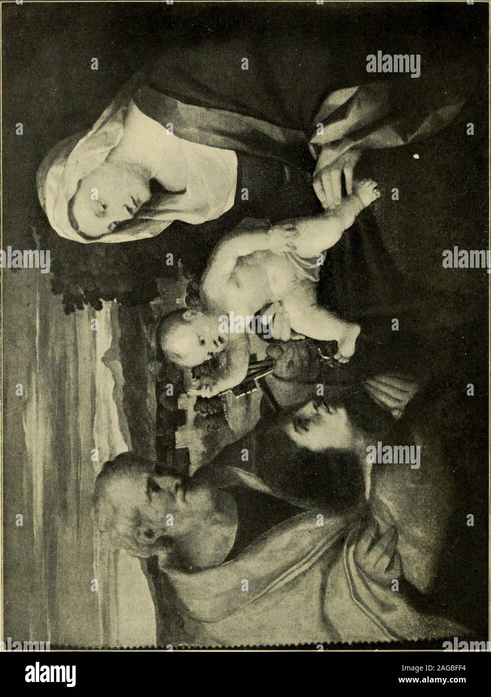 . L'École vénitienne de peinture. s. 183 CHAPITRE XX PALMA VECCHIO ET LORENZO LOTTO Parmi les nombreux qui Titianslong ronde en cluster, Palma de carrière à une atteinte place à côté des himand Giorgione dont son talent, qui a été notof l'ordre le plus élevé, à peine justifiée. Buthe a été classée avec la plus grande, et influencedcontemporary l'art parce que son travail sonna bien avec l'inso esprit Vénitien. Un Bergamesqueby la naissance, il est venu de filiation, andlearned les premiers éléments de son art à Venise.Il n'a jamais vraiment maîtrisé les subtilités intérieures de l'anatomie dans son sens le plus pur, et le broadgeneralization o Banque D'Images