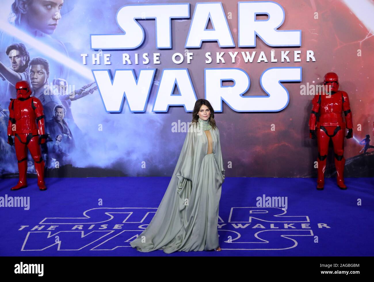Keri Russell assistant à la première de Star Wars : La montée de Skywalker tenue à la vue de Leicester Square à Londres. Banque D'Images