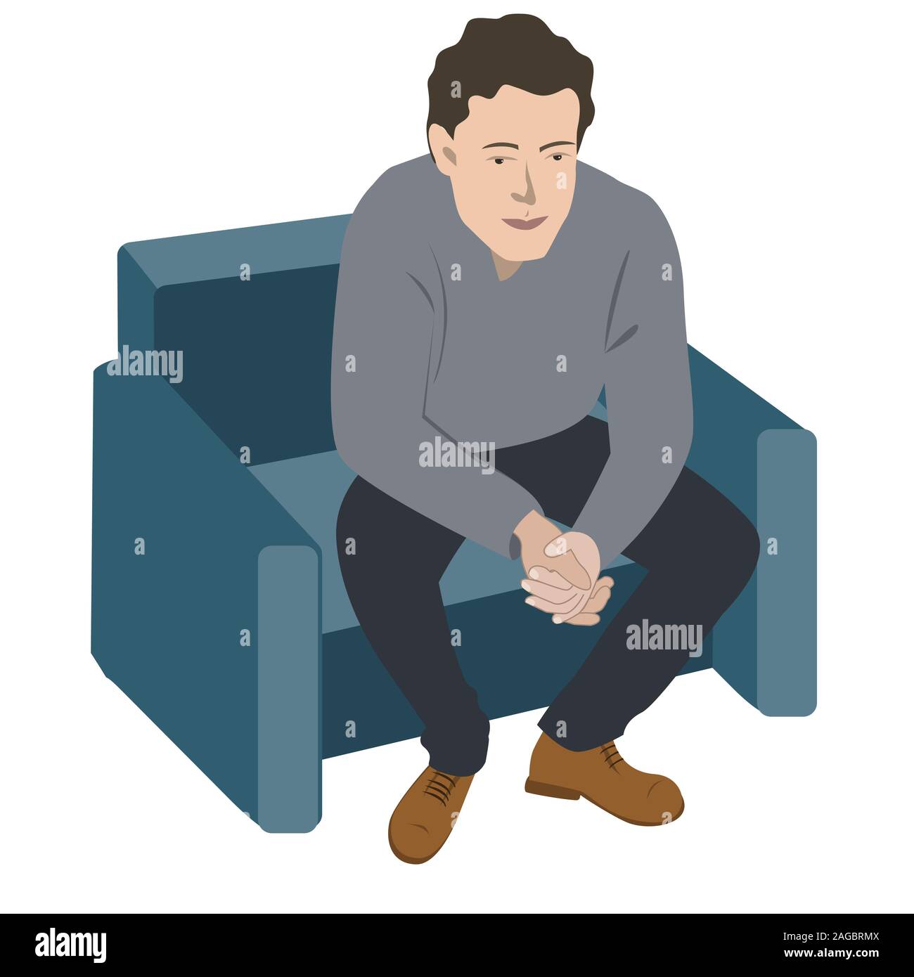 Homme fatigué ou déprimé sur le canapé. Vector illustration Illustration de Vecteur