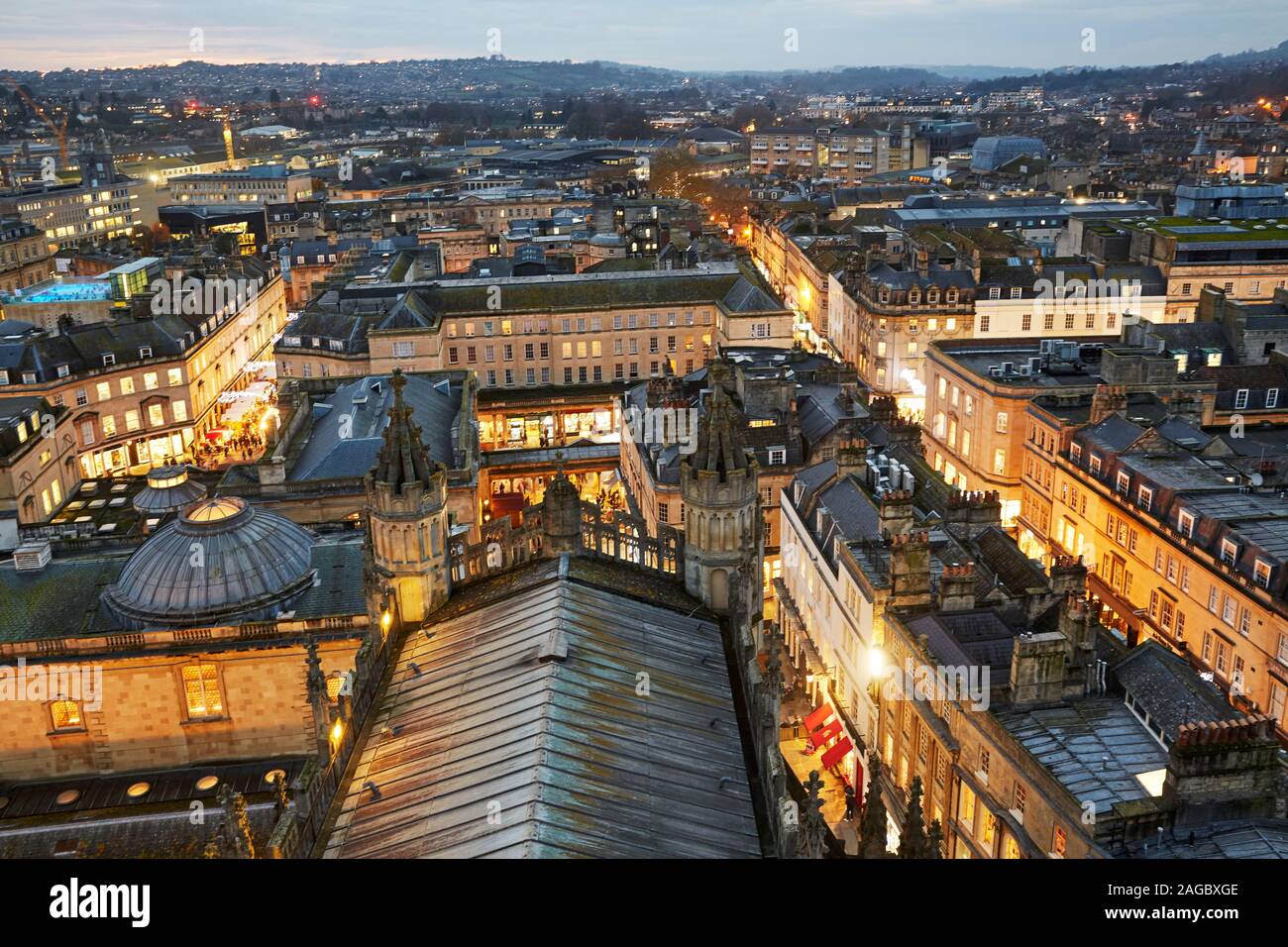 Vue aérienne du centre de la ville de Bath Spa, Somerset, UK Banque D'Images