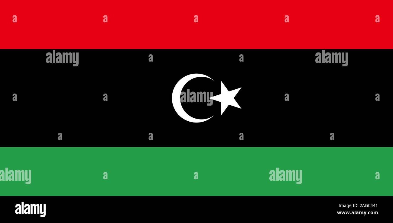 Grande télévision officielle drapeau de la Libye l'horizontale Banque D'Images