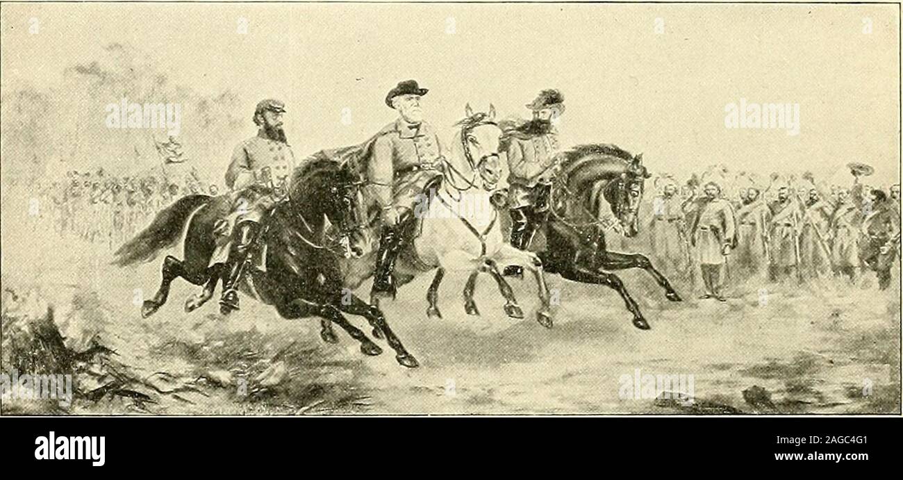 . Le général Robert Edward Lee, soldat, citoyen, et Christian patriot. Général J. E JOHNSTON ET LE GÉNÉRAL R. E. I.EE. ing, il n'a jamais détendu dans son attention aux détails preparatoryto^^ le mouvement agressif qu'il avait prévu. Le 5 septembre, 1S62, le passage du Potomac a été accom-plished à Whites et les joues de gués, près de Leesburg. D thePotomac Lee avancé à Frederick, Maryland, où il est arrivé 228 GENERAIv ROBERT EDWARD LEE, sur le 6ème, et établit son quartier général au champ de bataille, à partir d'whichpoint, étant fermement établi, il saisit le Baltimore et OhioRailroad, et e Banque D'Images