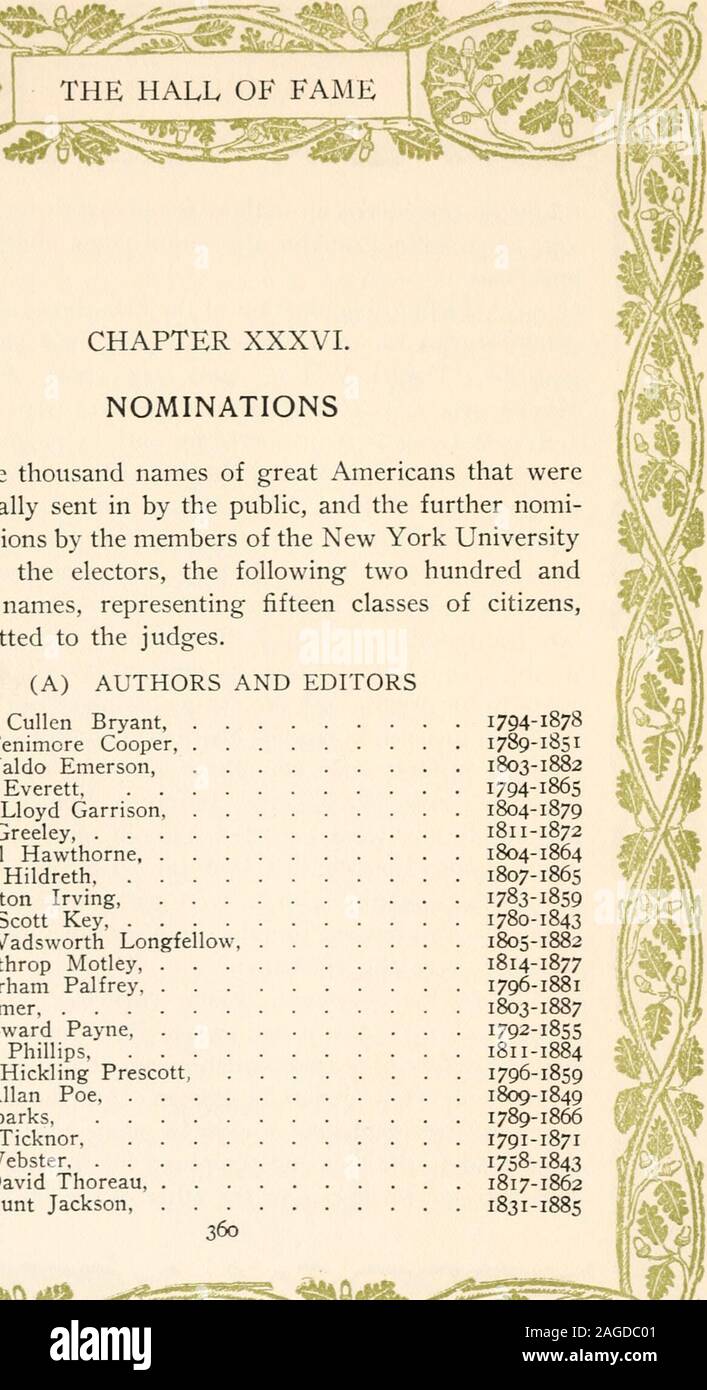 . L'histoire de la renommée du hockey, y compris les vies et portraits des élus et de ceux qui manquant de peu de choix. En outre, une liste des America's most femmes éligibles. ns que werefinally envoyées par le public, et la poursuite de la nomi-ONU par les membres du New York et UniversitySenate les électeurs, les deux centaines d'andthirty-quatre noms, qui représentent quinze classes de citoyens, ont été soumis aux juges. i 2 3 456 *7/ 8 (A) LES AUTEURS ET ÉDITEURS William Cullen Bryant, James 1794-1878 Fenimcre Cooper, Ralph Waldo Emerson, 1789-1851 1803-1882 1794-1865 Edward Everett William Lloyd Banque D'Images