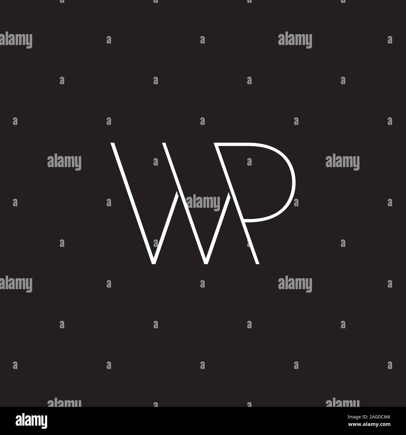 Lettre wp contour simple symbole vecteur ligne logo Illustration de Vecteur