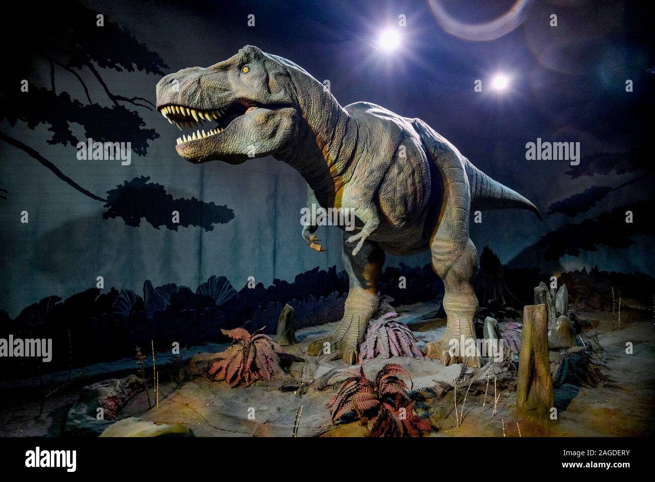 Dinosaure animatronique, Natural History Museum, Londres, Angleterre, Royaume-Uni Banque D'Images