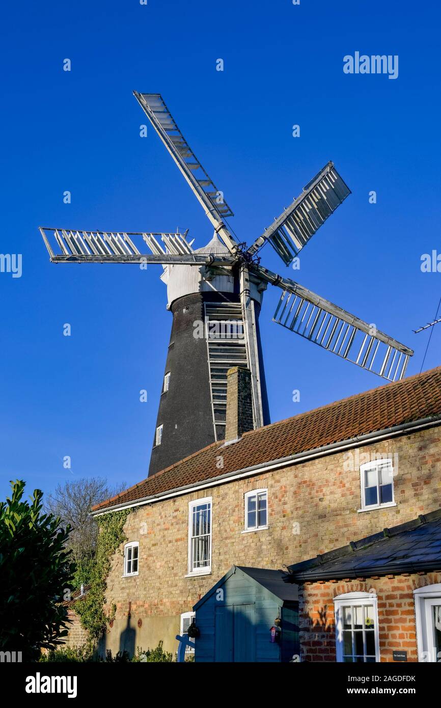 Cinq navigué Hoyle's Mill, moulin, vers 1837, Alford Lincolnshire, Angleterre, RU Banque D'Images