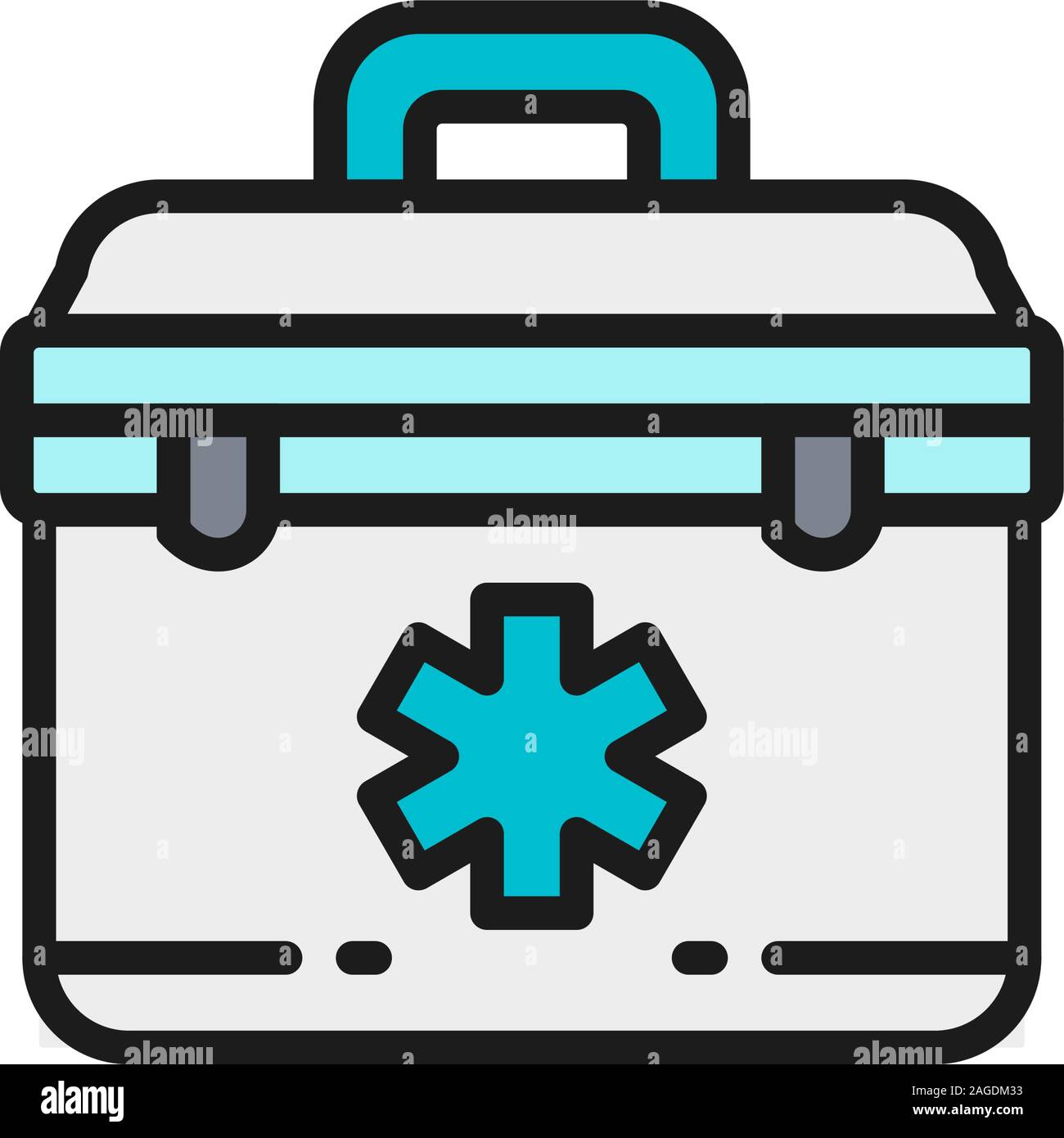 Trousse de premiers soins, sac paramédic sur l'icône de la ligne de couleur. Illustration de Vecteur