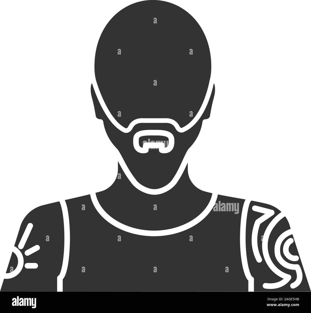 Tatoueur icône glyphe. Tatoueur. L'homme avec le corps tatoué. Symbole de Silhouette. L'espace négatif. Vector illustration isolé Illustration de Vecteur