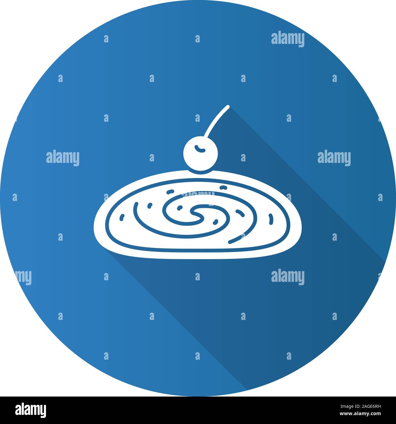 Cherry strudel modèle plat, ombre portée de l'icône de glyphe. Swiss roll avec de la confiture. Silhouette Vector illustration Illustration de Vecteur