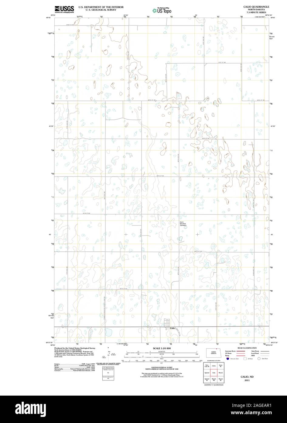 Carte TOPO USGS LE DAKOTA ND Calio 20110503 Restauration TM Banque D'Images