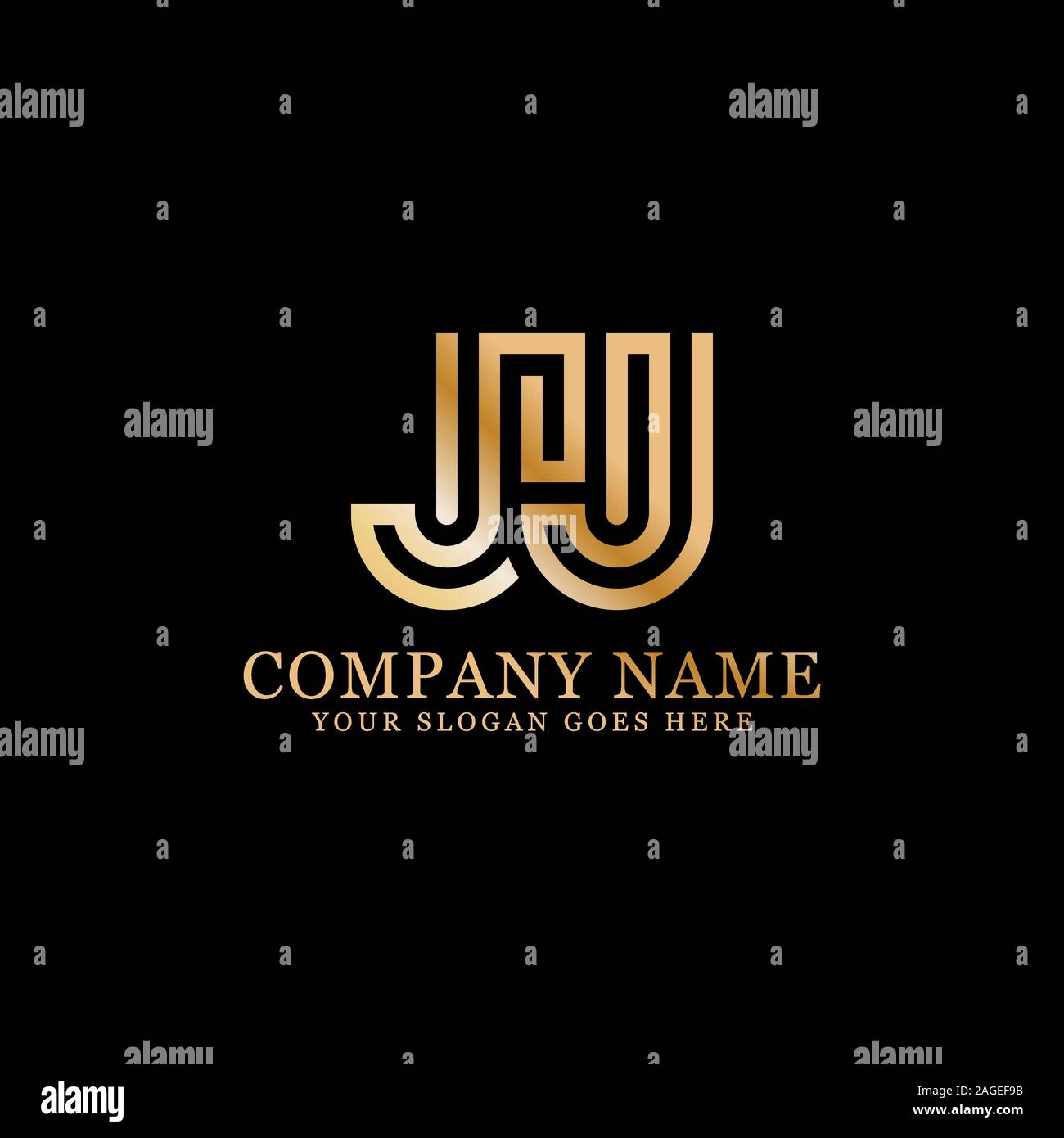 FJ lettre initiale Inspiration Logo, F et J combinaison vecteur avec logo idée hexagonale Illustration de Vecteur