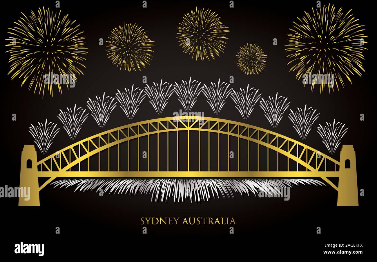 L'or et l'argent élégant artifice Sydney carte en format vectoriel. Illustration de Vecteur