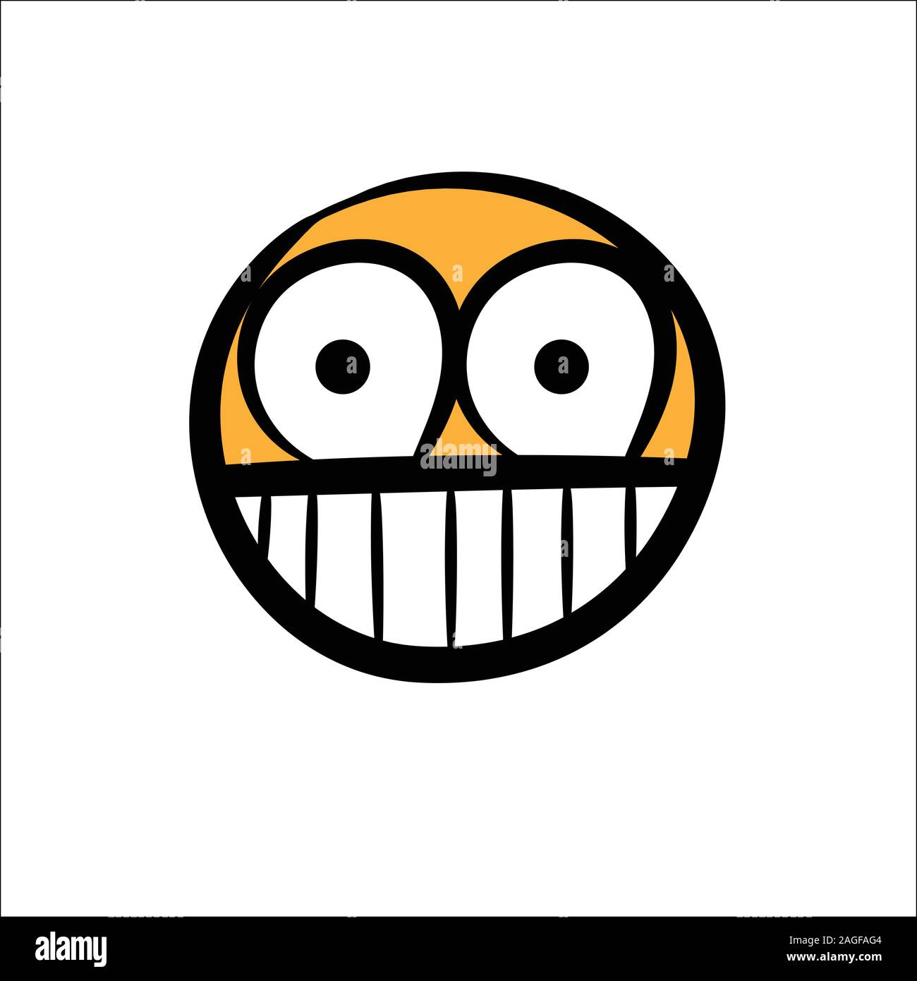 Simple sourire. Face à la main doodle illustration sur fond noir Illustration de Vecteur