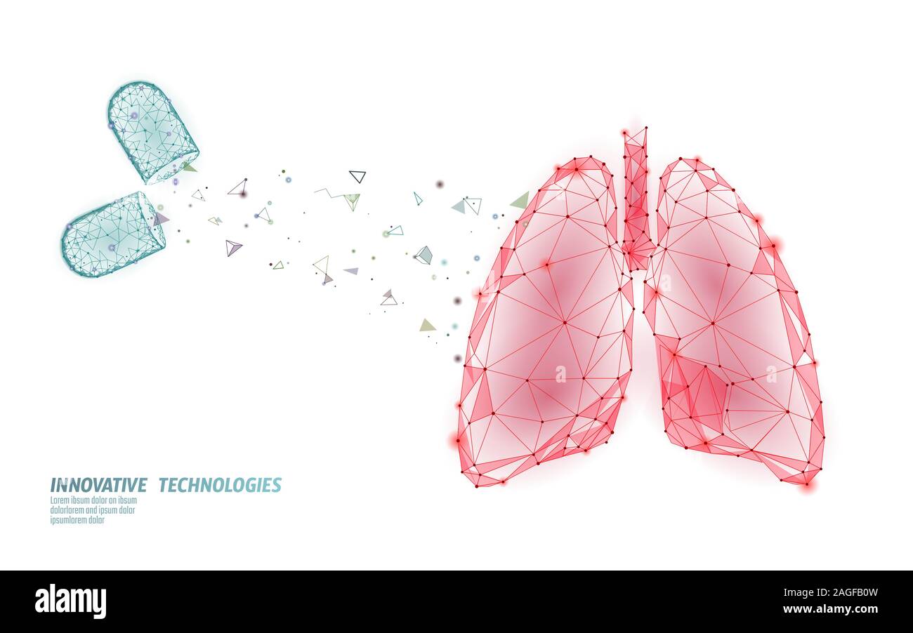 Les poumons humains 3D concept de traitement. L'infection de virus des cancep danger. Comprimé capsule médicaments hôpital pour tuberculeux modèle d'affiche Illustration de Vecteur