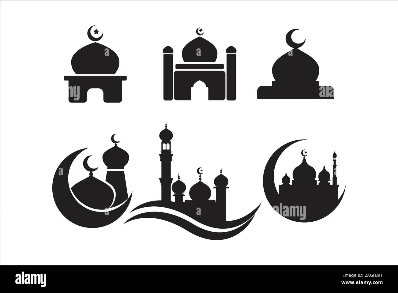 Mosquée mosquée. Icon Set vector icons icône eps 10. Illustration de Vecteur